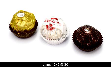 Ferrero Rocher, Rondnoir e Raffaello cioccolato premium Foto Stock