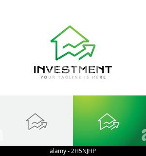 Casa Real Estate investimento immobiliare su freccia linea logo Illustrazione Vettoriale