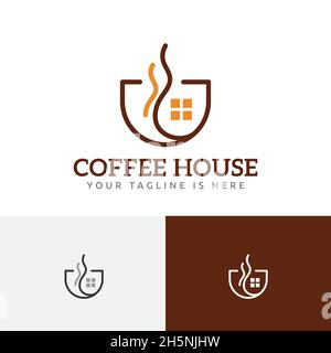 Coffee House drink Cafe Modern Simple Line Logo Illustrazione Vettoriale
