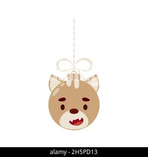 Buon Natale e palla di nuovo anno con gatto carino. Cartoon inverno vacanze animali bauble. Illustrazione dello stock vettoriale Illustrazione Vettoriale