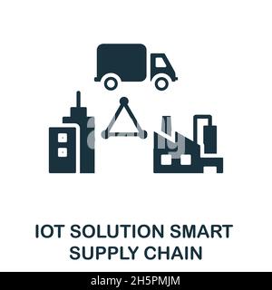 Icona catena di fornitura intelligente. Firma monocromatica dalla raccolta di soluzioni iot. Illustrazione dell'icona Creative Smart Supply Chain per il web design, l'infografia e. Illustrazione Vettoriale