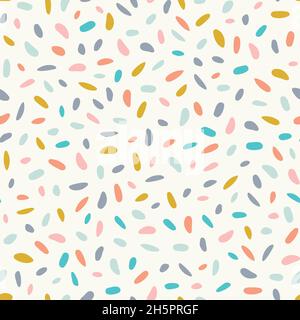 Motivo di sfondo astratto. Cute vettoriale ripetizione senza cuciture di forme a mosaico disegnate a mano in colori alla moda. Divertente illustrazione del piccolo terrazzo. Illustrazione Vettoriale