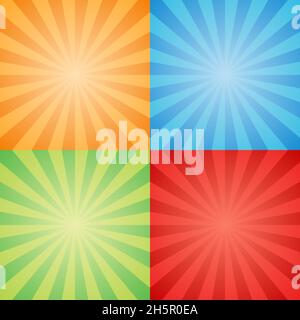 set di raggi fumetti sfondo, pop art, vettore Illustrazione Vettoriale