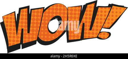 Scritta fumetto WOW in stile pop art Illustrazione Vettoriale