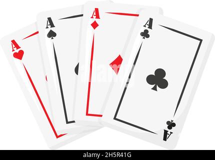 set di carte poker in stile piatto, illustrazione vettoriale Illustrazione Vettoriale