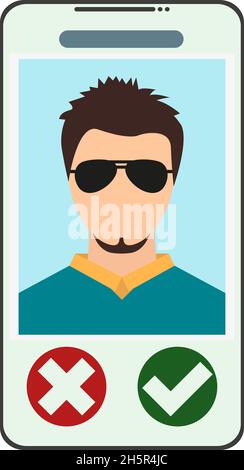 profilo di dating online su uno smartphone, vettore Illustrazione Vettoriale