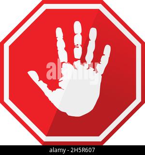 stop rosso con palmo di mano, vettore Illustrazione Vettoriale