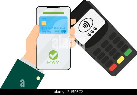 pagamento tramite carta di credito virtuale dal telefono Illustrazione Vettoriale