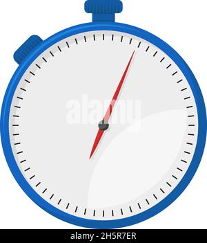 cronometro blu su sfondo bianco in stile piatto Illustrazione Vettoriale