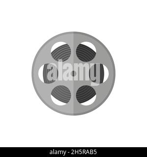 bobina retro film con cinema in stile piatto Illustrazione Vettoriale