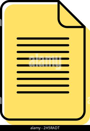 foglio documento icona isolato su bacground bianco, illustrazione vettoriale Illustrazione Vettoriale