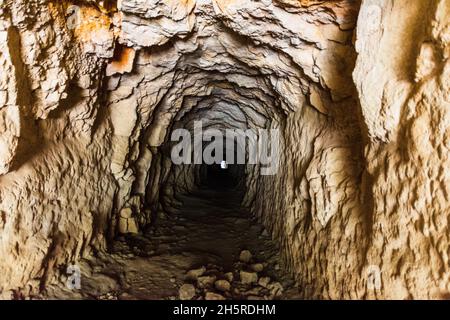 Sentier du garde Canal, Quinson, Verdon Lower Gorge, lago Sainte Croix, Provenza, Provence Alpes Côte d'Azur, Francia Foto Stock