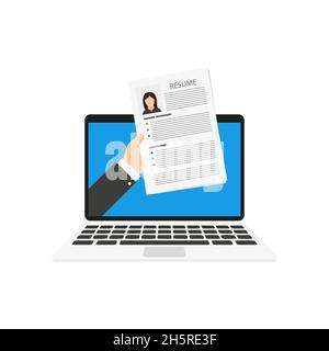 Riprendere dal notebook. Illustrazione del concetto di dati aziendali vettoriali piatti Illustrazione Vettoriale