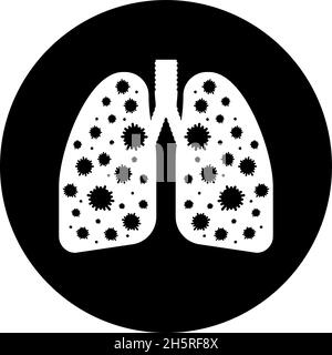 Coronavirus polmonare infetto. Icona per la progettazione medica. Icona Vector Isolated. Illustrazione Vettoriale