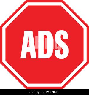 Icona del vettore piatto del blocco dell'annuncio. Simbolo isolato, segno per wab Illustrazione Vettoriale