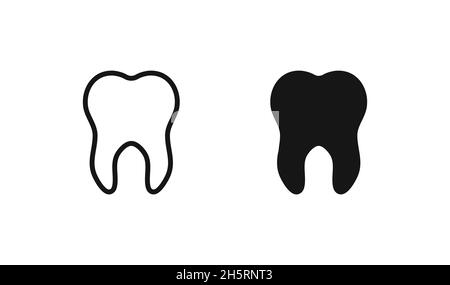 Icona del dente in stile piatto. Grafica vettoriale del set di illustrazioni per il disegno del dentista Illustrazione Vettoriale