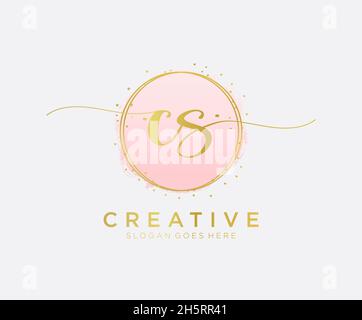 LOGO CS femminile. Utilizzabile per la natura, salone, centro benessere, cosmetici e loghi di bellezza. Elemento modello di disegno con logo a vettore piatto. Illustrazione Vettoriale