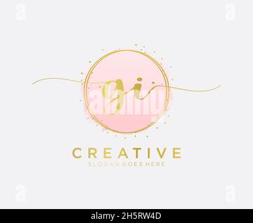 Logo femminile GI. Utilizzabile per la natura, salone, centro benessere, cosmetici e loghi di bellezza. Elemento modello di disegno con logo a vettore piatto. Illustrazione Vettoriale