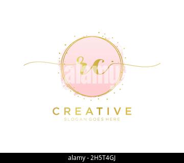 Logo RC femminile. Utilizzabile per la natura, salone, centro benessere, cosmetici e loghi di bellezza. Elemento modello di disegno con logo a vettore piatto. Illustrazione Vettoriale