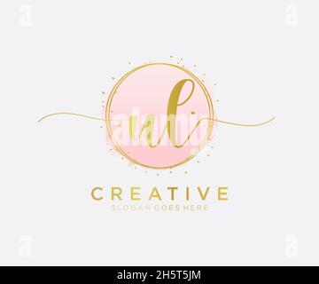 Logo femminile UL. Utilizzabile per la natura, salone, centro benessere, cosmetici e loghi di bellezza. Elemento modello di disegno con logo a vettore piatto. Illustrazione Vettoriale