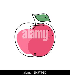Icona Apple in stile di disegno a una linea Illustrazione Vettoriale