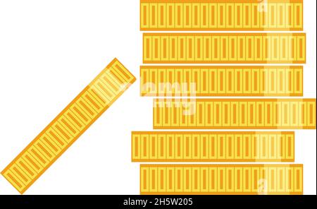 pila di monete in stile piatto su sfondo bianco Illustrazione Vettoriale