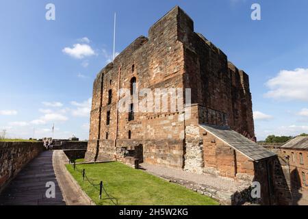 Carlisle Castle - il Torretta, o Grande Torre, un edificio medievale del 11th secolo di proprietà della English Heritage, Carlisle, Cumbria UK Foto Stock