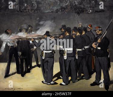 Edouard Manet (1832-1883). Pittore impressionista francese. L'esecuzione dell'imperatore Massimiliano, 1867. Olio su tela (48 x 58 cm). Esecuzione dell'Arciduca Massimiliano d'Austria, promossa nel 1864 al trono del Messico da Napoleone III, a Querétaro il 19 giugno 1867. NY Carlsberg Glyptotek. Copenaghen, Danimarca. Foto Stock