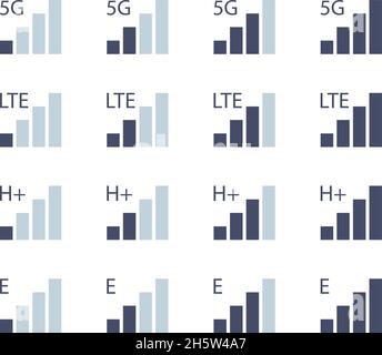 comunicazioni mobili a livello di internet set di icone, vettore Illustrazione Vettoriale