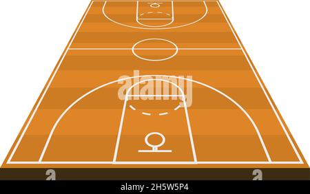 diagramma 3d del campo da basket in stile piatto, vettoriale Illustrazione Vettoriale