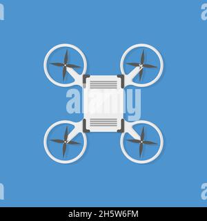 quadrocopter in vista dall'alto in stile piatto, illustrazione vettoriale Illustrazione Vettoriale
