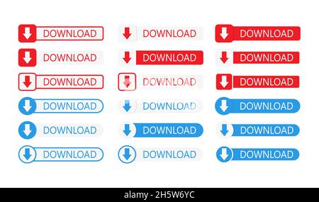 download web buttons imposta l'interfaccia utente in stile piatto Illustrazione Vettoriale