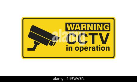 CCTV, cartello di attenzione videosorveglianza. Icona di sicurezza della fotocamera. Illustrazione isolata dal vettore Illustrazione Vettoriale