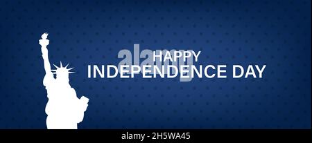 Buon giorno di indipendenza. 4 luglio, bandiera degli Stati Uniti con la Statua della libertà. Illustrazione vettoriale Illustrazione Vettoriale