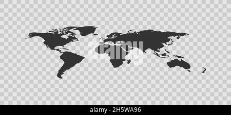 Icona della mappa mondiale del globo su sfondo trasparente. Illustrazione piatta vettoriale Illustrazione Vettoriale