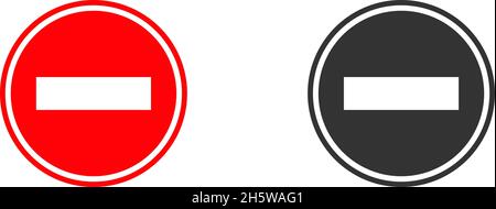 Segnale della circonvallazione di stop. Icona rossa e nera in stile piatto. Vettore isolato Illustrazione Vettoriale