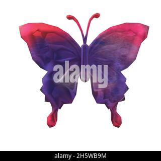 Farfalla rosa viola in metallo lucido Illustrazione Vettoriale