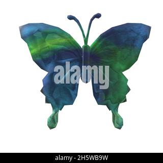 Farfalla blu verde lucido Illustrazione Vettoriale