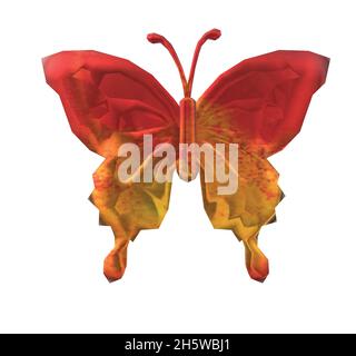 Butterfly in metallo lucido rosso arancio Illustrazione Vettoriale
