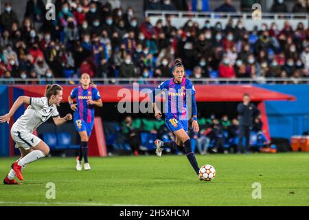 Barcellona, Catalogna, Spagna. 10 novembre 2021. Jenni Hermoso del FC Barcelona in azione durante la partita della UEFA Women's Champions League tra il FC Barcelona Femeni e il TSG 1899 Hoffenheim Frauen al Johan Cruyff Stadium.Punteggio finale; FC Barcelona Femeni 4:0 TSG 1899 Hoffenheim Frauen (Credit Image: © Thiago Prudencio/DAX via ZUMA Press Wire) Foto Stock