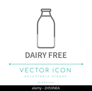 Icona della linea vettoriale per le allergie alimentari senza latte Illustrazione Vettoriale
