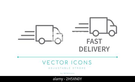 Icona linea vettoriale logistica di consegna rapida Illustrazione Vettoriale