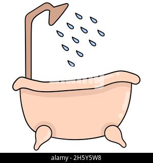 bagno con vasca e doccia con fontana Illustrazione Vettoriale