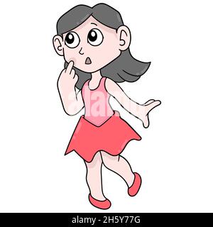 bella ragazza vestire vestire gawking fronte pensare Illustrazione Vettoriale