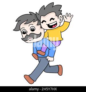 buon giorno di famiglia padre che tiene suo figlio Illustrazione Vettoriale