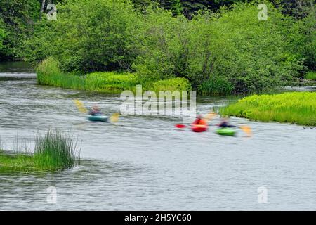 Namekagon River con kayak, St. Croix National Scenic Riverway, Wisconsin Minnesota state Line, USA Foto Stock