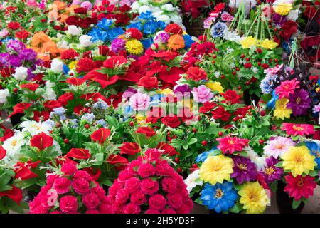 Sistemazione di fiori artificiali, Charminar, Hyderabad, India Foto Stock