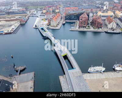 Vista aerea del Ponte del Porto interno a Copenhagen Foto Stock