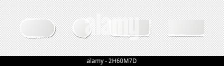 I pezzi di carta strappati, le pagine irregolari formano un foglio bianco isolato. Illustrazione del vettore di scarto danneggiato strappato. Illustrazione Vettoriale