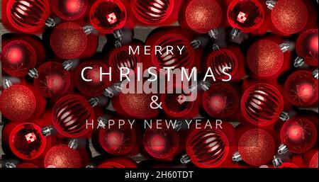 Immagine di buon testo di natale su baubles Foto Stock